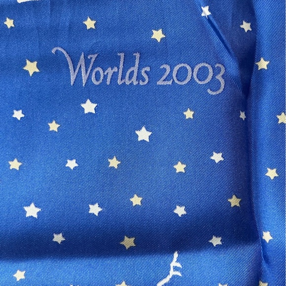 Worlds 2003 Figure Skating Design Womens Silk Scarf Vintage Blue White Red - Picture 3 of 9